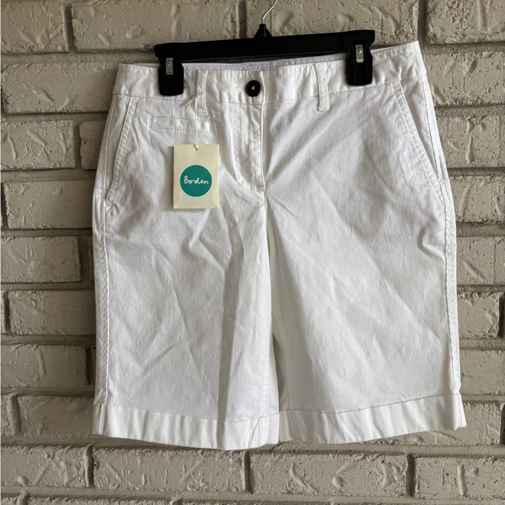 Boden Women's White Bermuda Shorts Light Stretch Preppy Sz 2 NWT